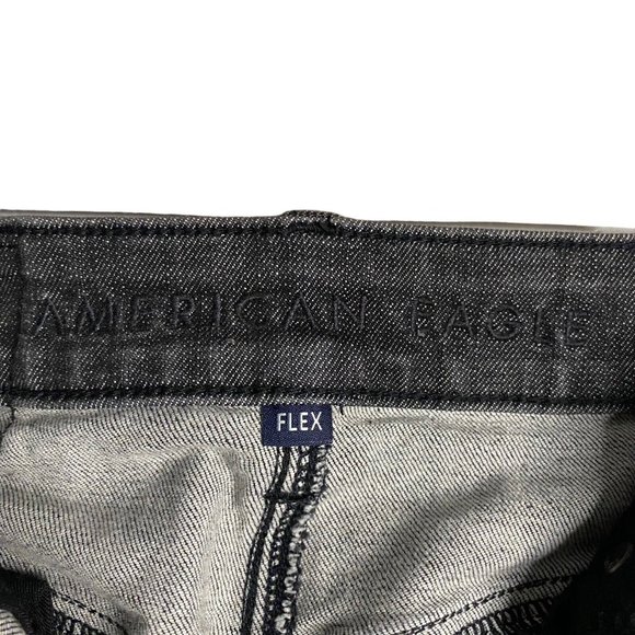 American Eagle Men's Black Wash Slim Distressed Denim Jeans - Picture 6 of 9
